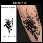 Biomechanical spur demon skull disposable temporary tattoo sticker, side vertical forearm fake body tattoo