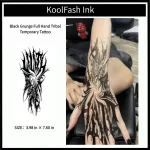 Black grunge full hand tribal disposable temporary tattoo sticker, full palm fake body tattoo