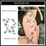 Butterfly halo disposable temporary tattoo sticker, vertical forearm fake body tattoo