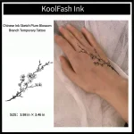 Chinese ink sketch plum blossom branch disposable temporary tattoo sticker, vertical forearm fake body tattoo