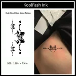 Cute heart bow spine disposable temporary tattoo sticker, vertical sternum fake body tattoo