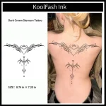 Dark crown disposable temporary tattoo sticker, vertical sternum fake body tattoo