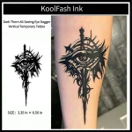 Dark thorn all-seeing eye dagger disposable temporary tattoo sticker, vertical forearm fake body tattoo