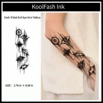 Dark tribal evil eye disposable temporary tattoo sticker, vertical forearm fake body tattoo
