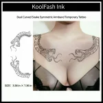 Dual curved snake symmetric armband disposable temporary tattoo sticker, arm wrap fake body tattoo