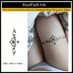 Fine line orchid daisy disposable temporary tattoo sticker, wrap design for wrist & underboob fake body tattoo