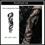 Gothic centipede disposable temporary tattoo sticker, full arm sleeve fake body tattoo