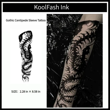 Gothic centipede disposable temporary tattoo sticker, full arm sleeve fake body tattoo