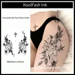 Holy spider dark floral disposable temporary tattoo sticker, arm body fake tattoo