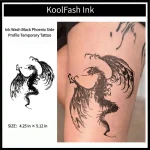 Ink wash black phoenix side profile disposable temporary tattoo sticker, torso side fake body tattoo