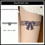 Lace bow garter disposable temporary tattoo sticker, thigh body fake tattoo