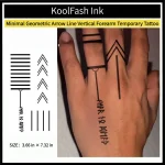 Minimal geometric arrow line disposable temporary tattoo sticker, finger hand tiny fake tattoo