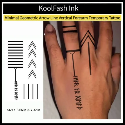 Minimal geometric arrow line disposable temporary tattoo sticker, finger hand tiny fake tattoo