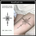 Ornate gothic cross star disposable temporary tattoo sticker, vertical forearm fake tattoo