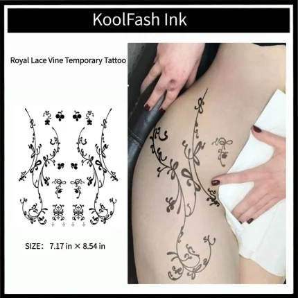 Royal lace vine disposable temporary tattoo sticker