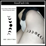 Seven phases of moon minimal vertical disposable temporary tattoo sticker