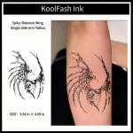 Spiky skeleton wing single side arm disposable temporary tattoo sticker