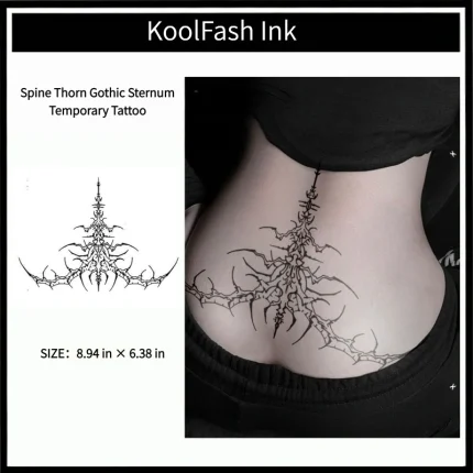 Spine thorn gothic sternum disposable temporary tattoo sticker