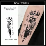 Splash ink crown skull side rib disposable temporary tattoo sticker