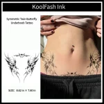 Symmetric twin butterfly underboob disposable temporary tattoo sticker