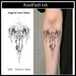 Angel Cross Temporary Tattoo Sticker, Faith Religious Fake Tattoo