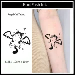 Angel Cat Temporary Tattoo Sticker, Lovely Wing Kitten Fake Tattoo