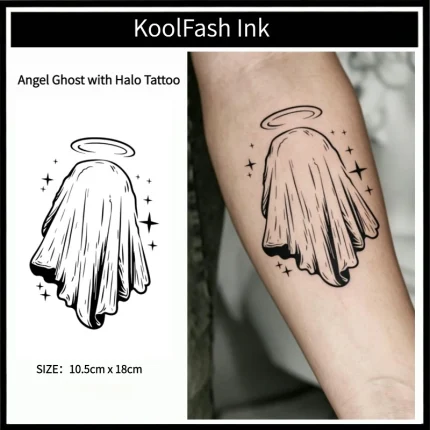 Angel Ghost Halo Temporary Tattoo Sticker, Gothic Cute Ghost Fake Tattoo