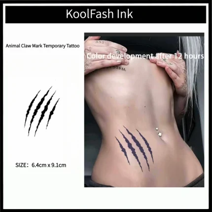 Animal Claw Mark Temporary Tattoo Sticker, Wild Paw Fake Tattoo