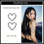 Barbed Wire Heart Temporary Tattoo Sticker, Gothic Love Fake Tattoo