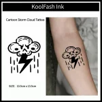 Cartoon Storm Cloud Temporary Tattoo Sticker, Lovely Lightning Fake Tattoo