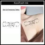 Cute Cat Line Art Temporary Tattoo Sticker, Minimalist Pet Fake Tattoo