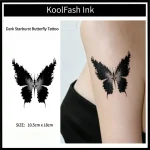 Dark Starburst Butterfly Temporary Tattoo Sticker, Gothic Star Butterfly Fake Tattoo