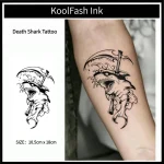 Death Shark Temporary Tattoo Sticker, Scary Skeleton Shark Fake Tattoo
