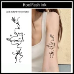 Delicate Kitten Butterfly Temporary Tattoo Sticker, Lovely Cat Fake Tattoo