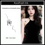 Wavy Line Butterfly Temporary Tattoo Sticker, Minimalist Line Art Fake Tattoo