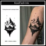 Floating Mountain Landscape Temporary Tattoo Sticker, Fantasy Nature Fake Tattoo