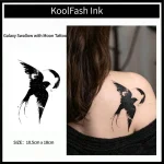 Galaxy Moon Swallow Temporary Tattoo Sticker, Celestial Bird Fake Tattoo