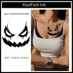 Jack O Lantern Evil Smile Temporary Tattoo Sticker, Scary Halloween Fake Tattoo