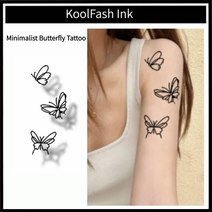 Minimalist Butterfly Temporary Tattoo Sticker, Elegant Small Line Art Fake Tattoo
