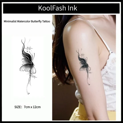 Minimalist Watercolor Butterfly Temporary Tattoo Sticker, Pastel Art Fake Tattoo