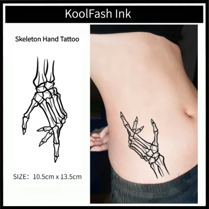Skeleton Hand Pattern Temporary Tattoo Sticker Waterproof Body Sticker