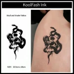 Temporary Tattoo Stickers, Skull & Snake Design Waterproof Fake Body Art Stickers