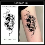 Temporary Tattoo Stickers, Smoky Woman Face Design Waterproof Fake Body Art Stickers