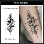 Sun and Moon Compass Temporary Waterproof Tattoo Stickers
