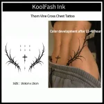 Thorn Vine Cross Chest Temporary Waterproof Tattoo Stickers
