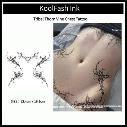 Tribal Thorn Vine Chest Temporary Waterproof Tattoo Stickers