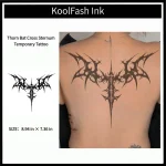 Thorn bat cross sternum disposable temporary tattoo sticker