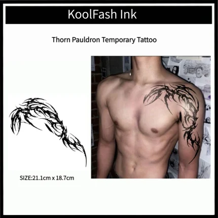 Thorn pauldron tribal shoulder disposable temporary tattoo sticker