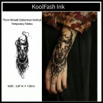 Thorn wreath doberman vertical disposable temporary tattoo sticker
