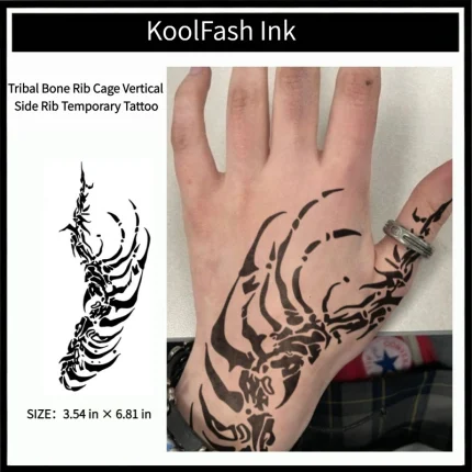 Tribal bone rib cage side rib disposable temporary tattoo sticker